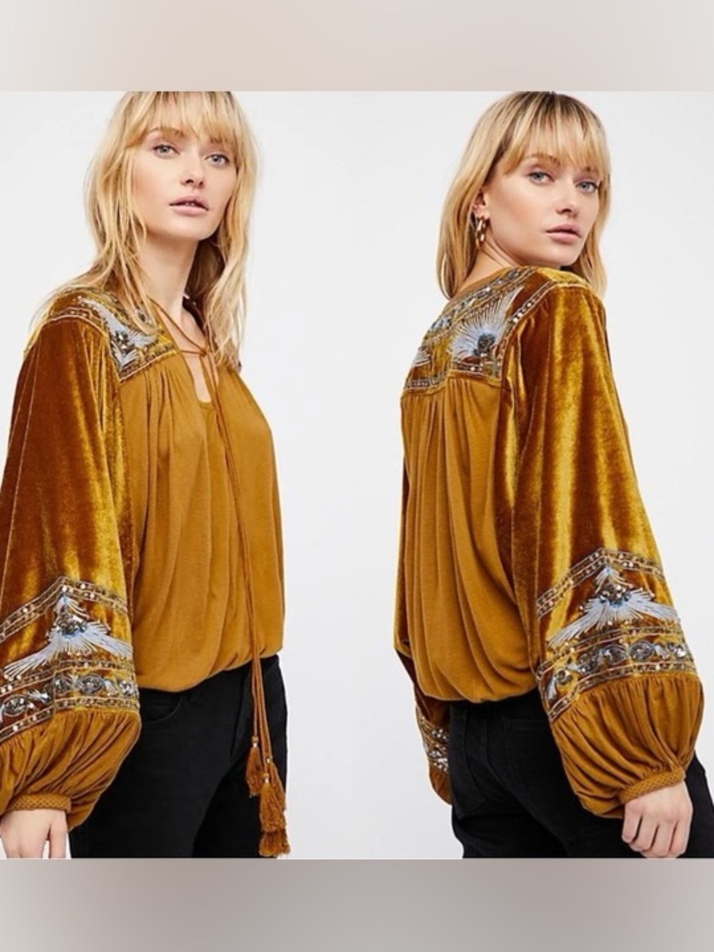 Free People Hearts Aflame Velvet Top